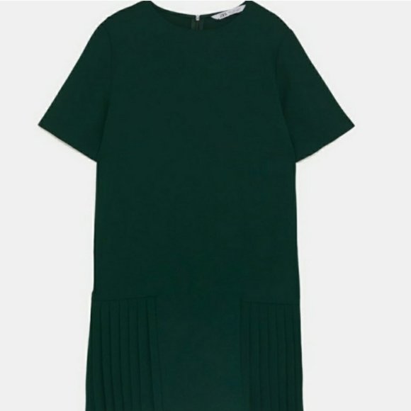 Zara Dark Green Pleated Dress - Picture 11 of 13
